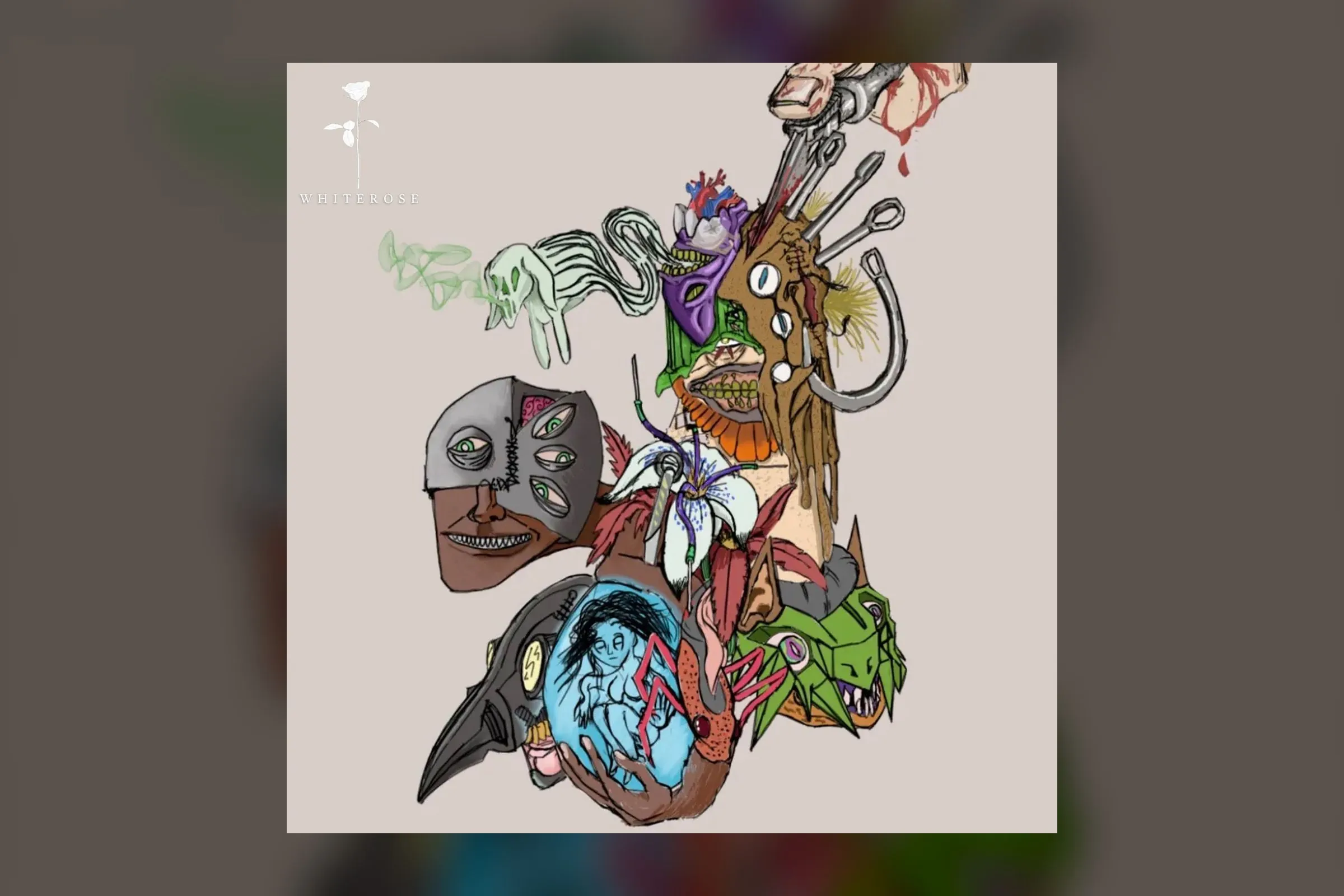 Illustrated cover artwork for Monstery EP